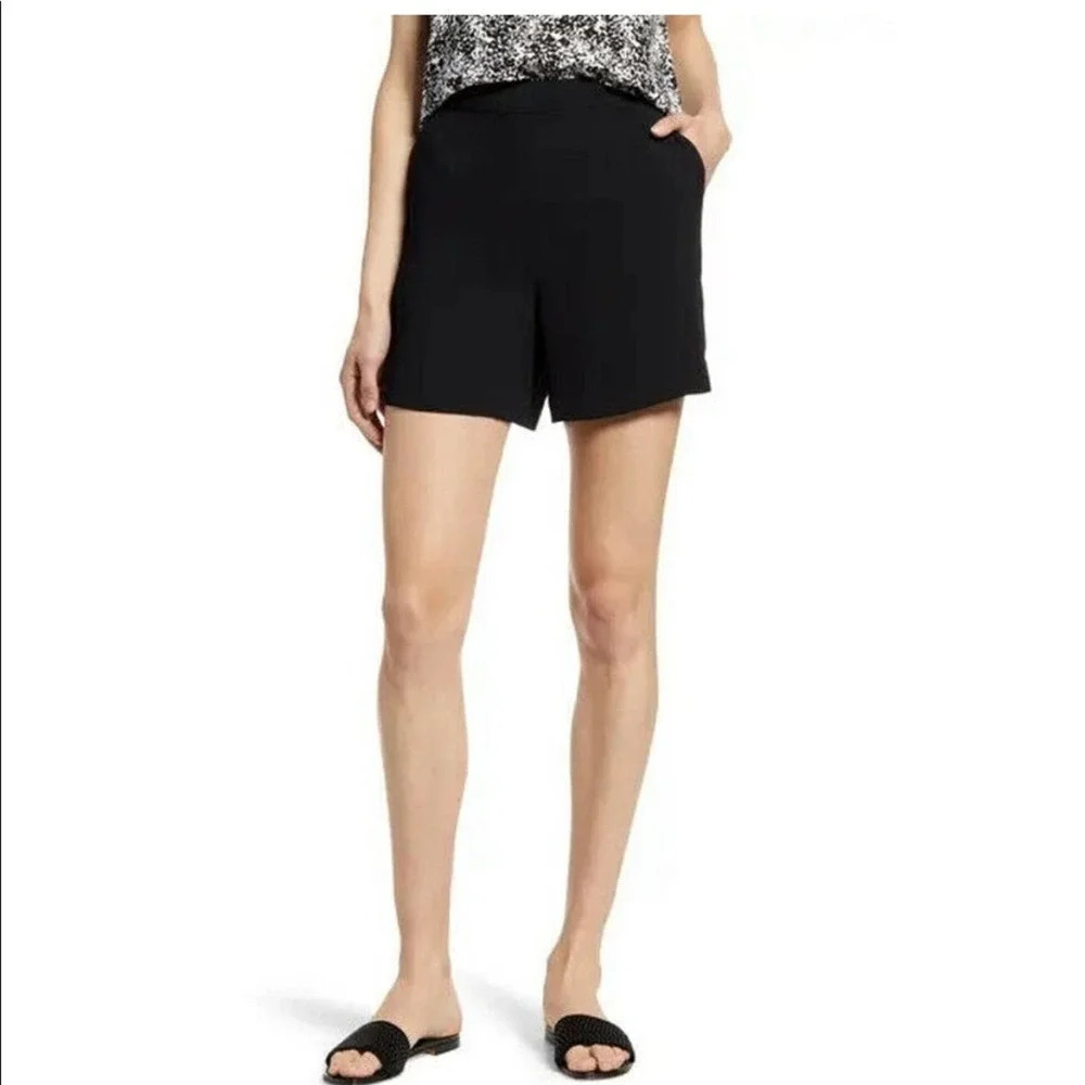 NEW Halogen Black High Waisted Pull On Elastic Waist Shorts Size Small